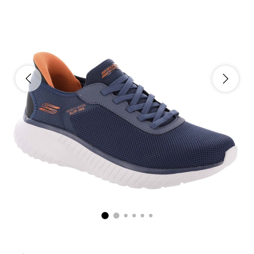 Skechers BOBS Navy and Orange Slip-Ons